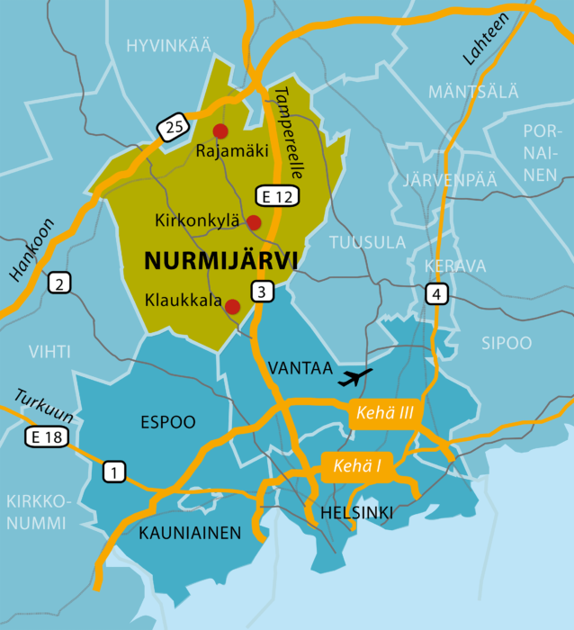 Nurmijärven sijainti kartalla.