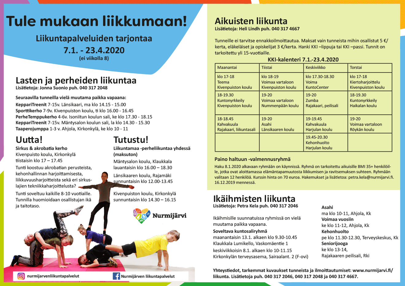 Liikuntapalveluiden kevään tarjonta
