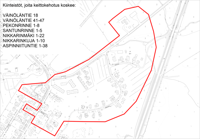 Vedenkeittokehotusalue kirkonkylän Väinöläntien ja Nikkarinmäen alueella