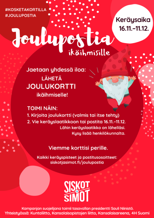 Joulupostia ikäihmisille -kampanjan mainos