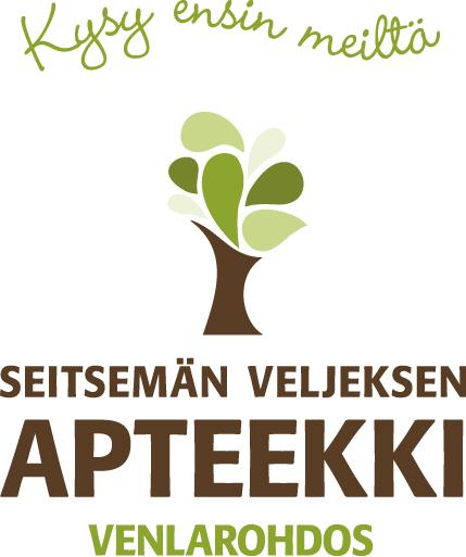 Seitsemän veljeksen apteekin logo, joka on myös linkki yrityksen ilmastotyökyselyn vastauksiin.
