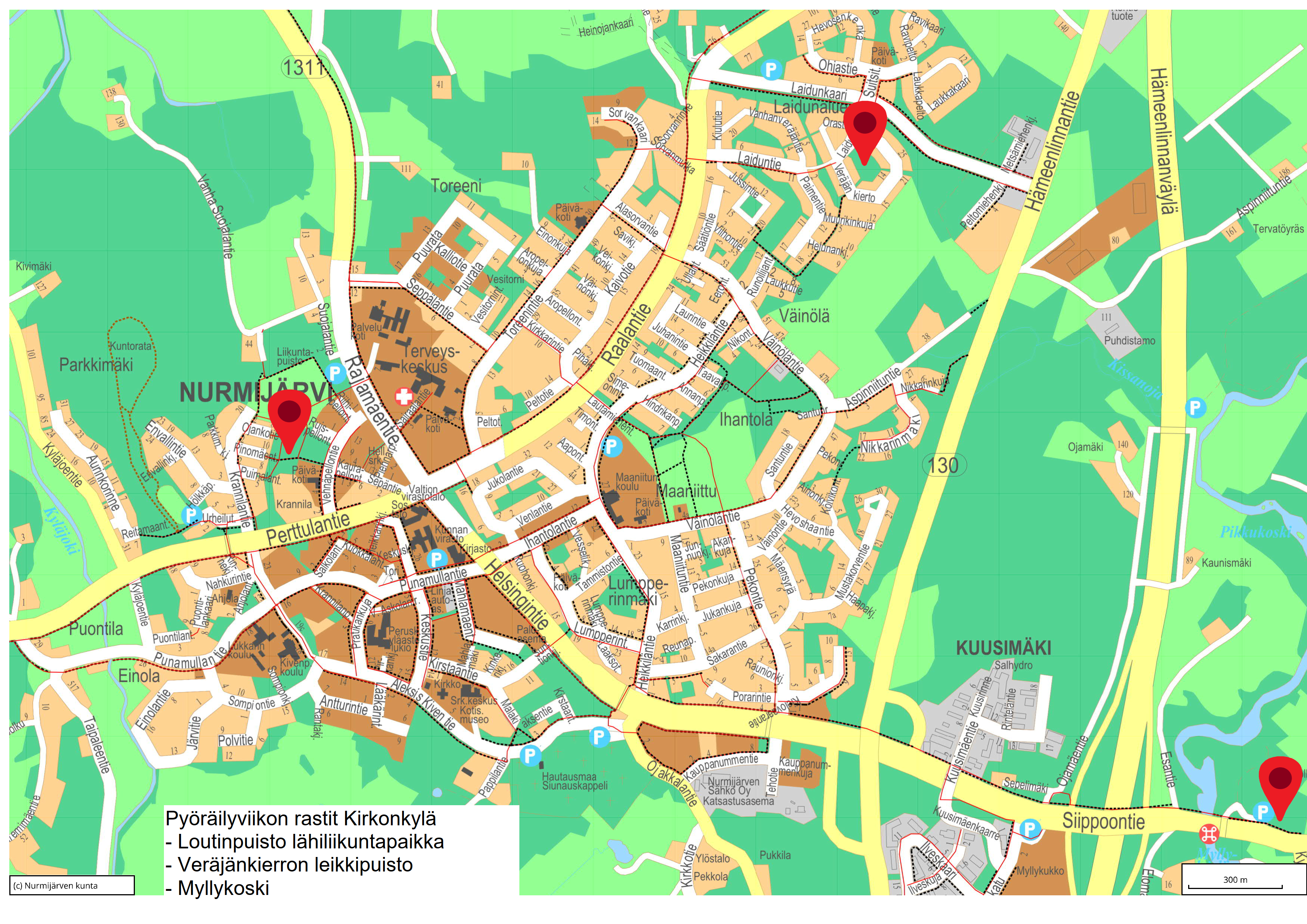 Nurmijärven kirkonkylän kartta.