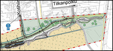 Karttakuva Lähtelänojan kunnostamistyöalueesta.