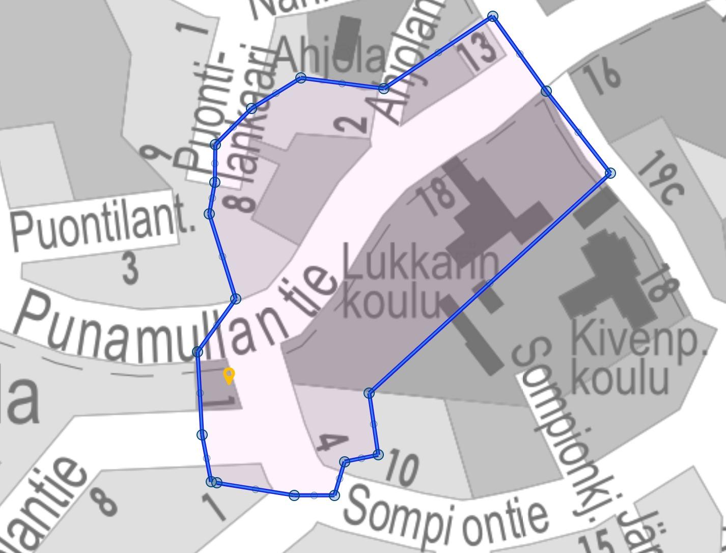 Aluerajaus opaskartalla