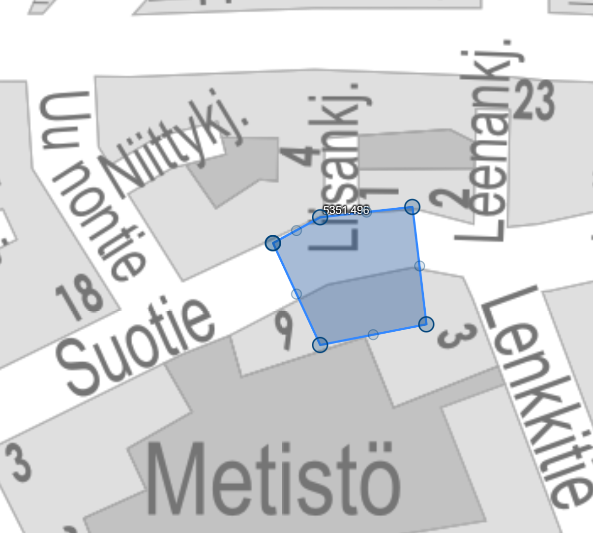 Kartalla rajaus vedenjakelukeskeytyksen alueesta.