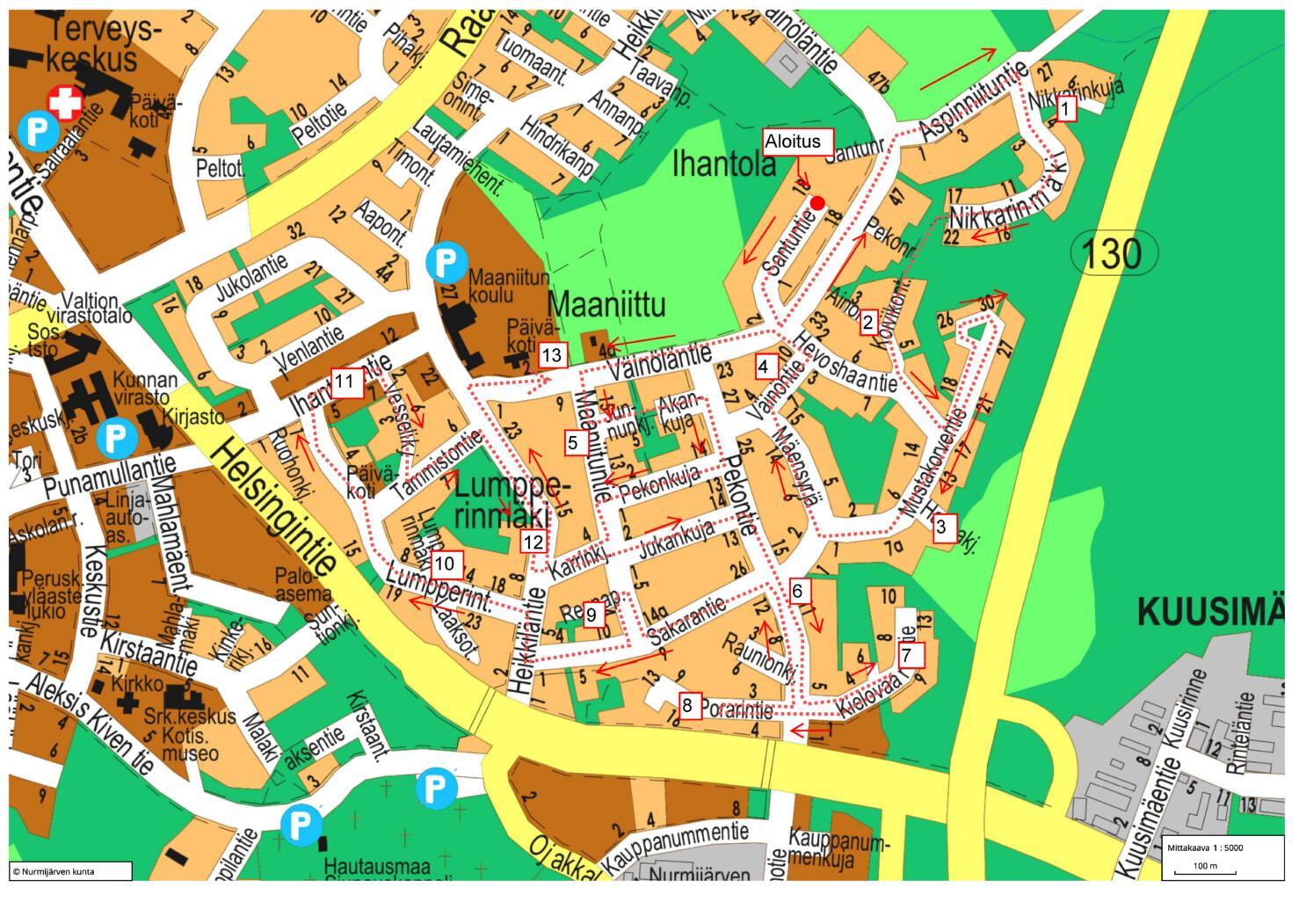 Kirkonkylän valokuitutöiden katselumuskartta 25.7.2025