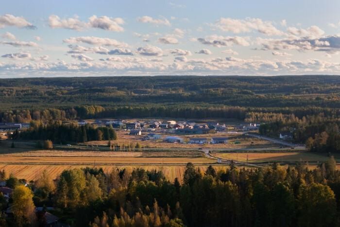 Ilmakuva Vanha-Klaukan omakotivaltaisesta asuinalueesta.