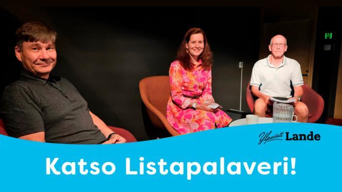 Listapalaverissa lavalla Erkki Mäkäräinen, Outi Mäkelä ja Veikko Ollila.
